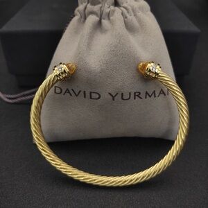 Genuine David Yurman Classic Gold Cable Bracelet with Citrine & Diamond Accents